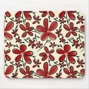 Red flower pattern mouse pad