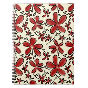 Red flower pattern notebook