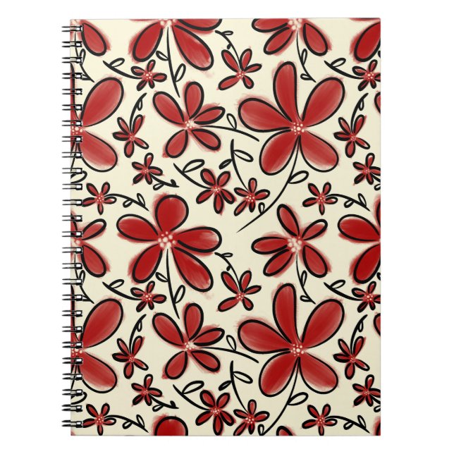 Red flower pattern notebook (Front)