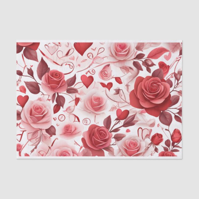 Red flower pattern  tissue paper (Front)