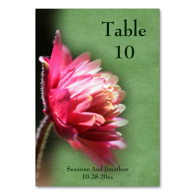 Red Flower Personalised Wedding  Table Number (Front)