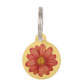 red flower pet tag