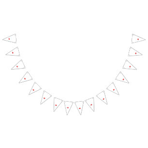 Red flower petal design with a light blue centre. bunting