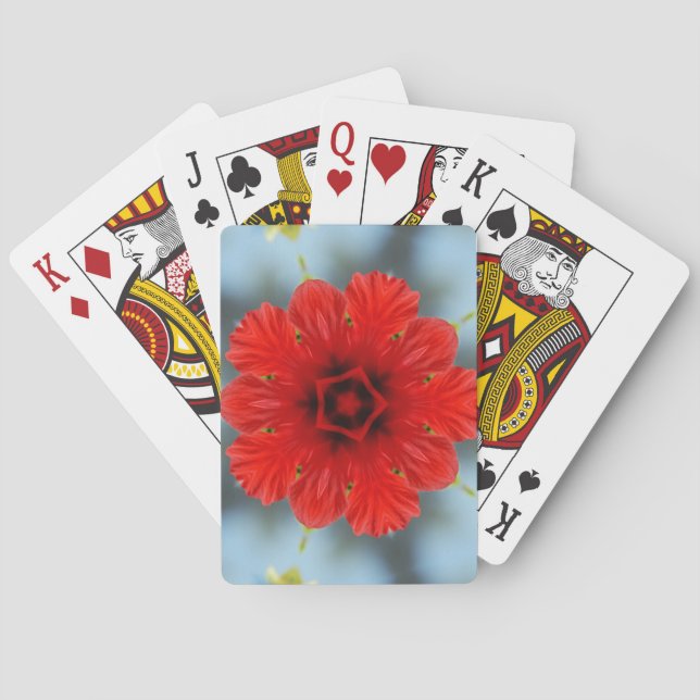 Red Flower Playing Cards (Back)