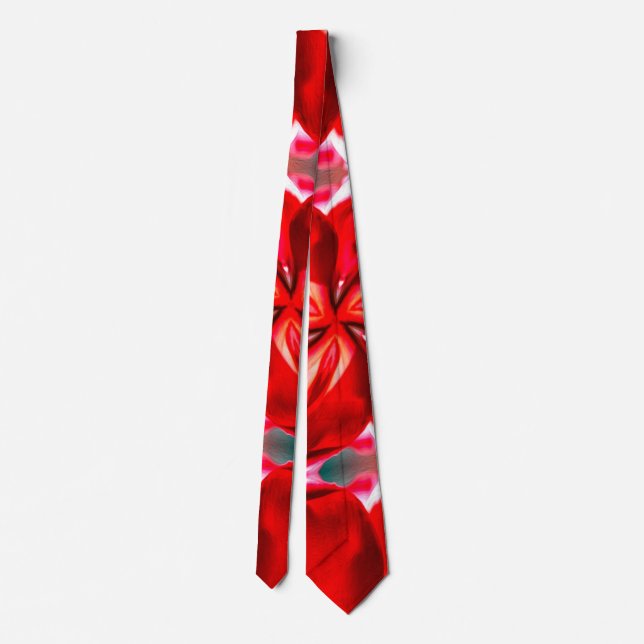 Red Flower Plumeria Pattern Tie (Back)