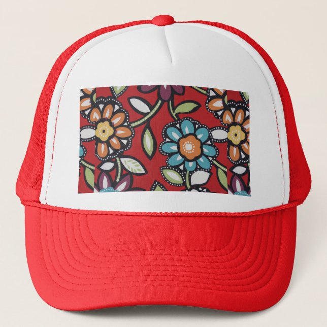 red flower power hat (Front)