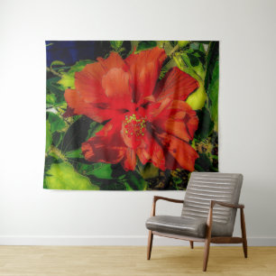 Red Flower Power Tapestry