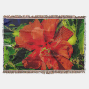 Red Flower Power Throw Blanket