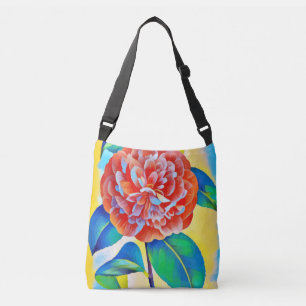 red flower rainbow abstract colourful art crossbody bag