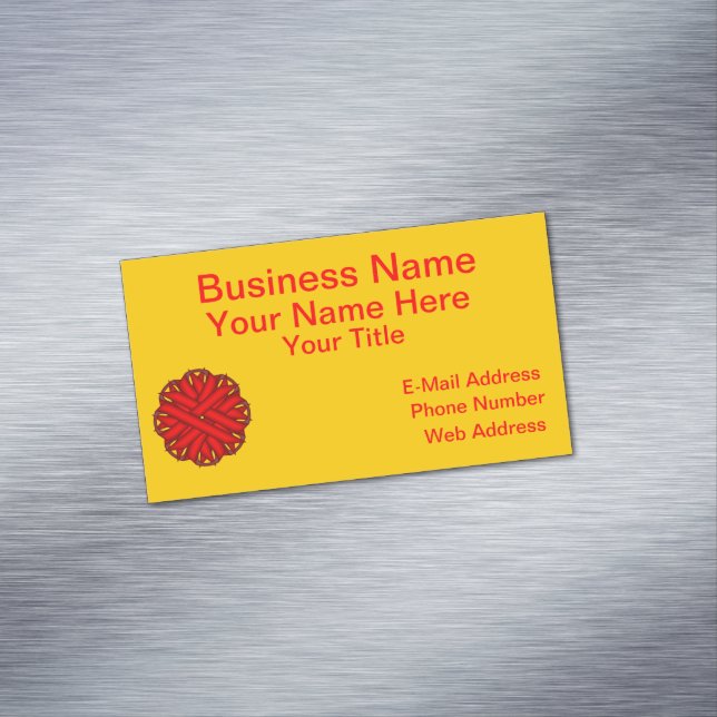 Red Flower Ribbon by Kenneth Yoncich Magnetic Business Card (In Situ)