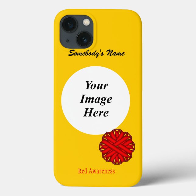 Red Flower Ribbon Template by Kenneth Yoncich Case-Mate iPhone Case (Back)