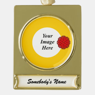 Red Flower Ribbon Template by Kenneth Yoncich Gold Plated Banner Ornament