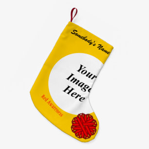 Red Flower Ribbon Template by Kenneth Yoncich Small Christmas Stocking
