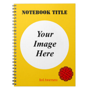Red Flower Ribbon Template by Kenneth Yoncich Spiral Notebook