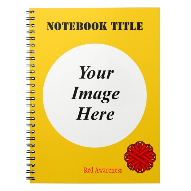 Red Flower Ribbon Template by Kenneth Yoncich Spiral Notebook (Front)