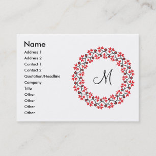 Red flower ring Personalised Monogram Initial Business Card