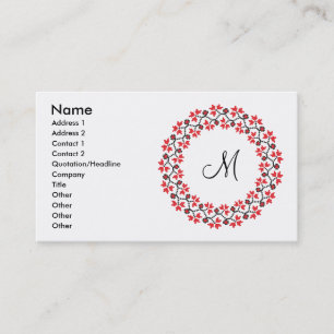 Red flower ring Personalised Monogram Initial Business Card