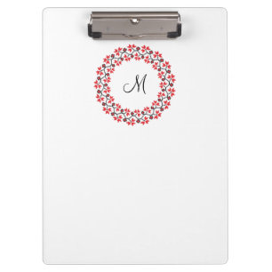 Red flower ring Personalised Monogram Initial Clipboard