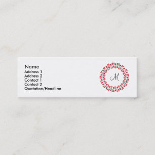 Red flower ring Personalised Monogram Initial Mini Business Card
