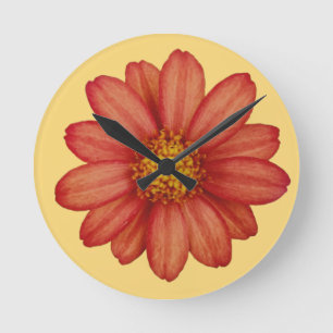 red flower round clock