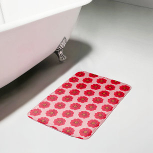 Red Flower Seamless Pattern Bath Mat