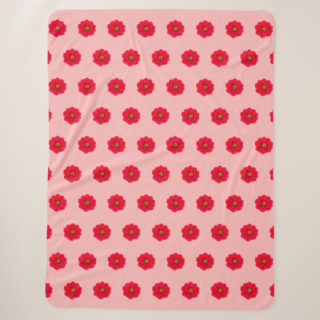 Red Flower Seamless Pattern Sherpa Blanket (Front)
