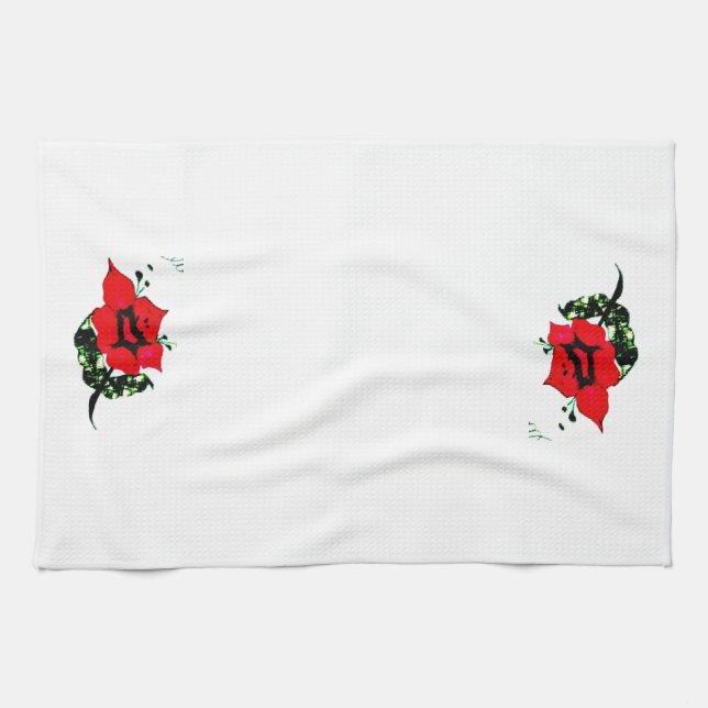 Red Flower Tea Towel (Horizontal)