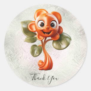 Red Flower Thank You Sticker