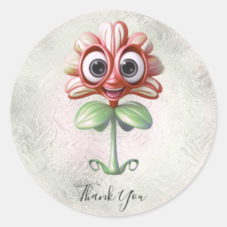 Red Flower Thank You Sticker