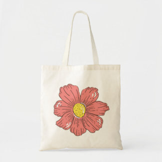 Red flower tote bag