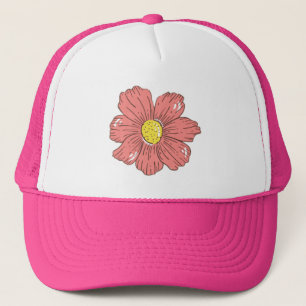 Red flower trucker hat