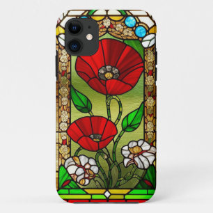Red Flower Vivid Stained Glass Art Case-Mate iPhone Case