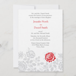 Red Flower Wedding Invitaitons Invitation