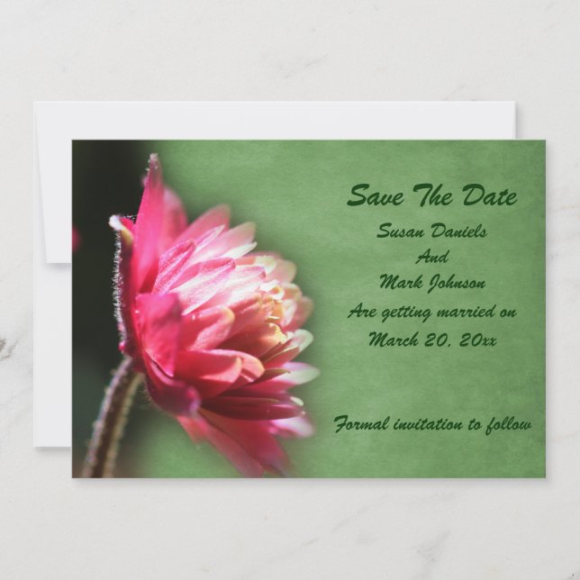 Red Flower Wedding  Save The Date (Front)
