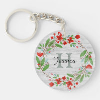 Red Flower Wreath Rustic Personalised 