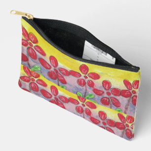 Red Flowered Accessory Pouch