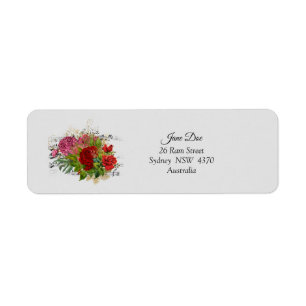 Red Flowers Address Labels