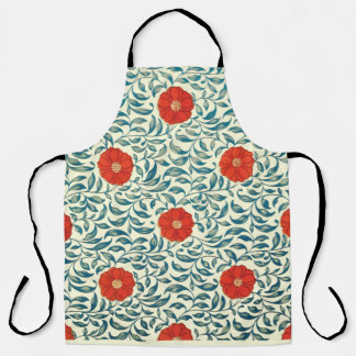 Red Flowers All-Over Print Apron