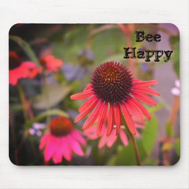 Red Flowers at RHS Wisley Bee Happy Mouse Pad (Front)
