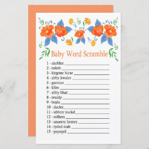 Red flowers Baby word scramble game