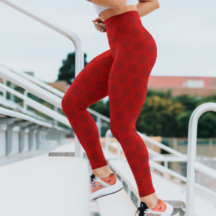 Red Flowers Bold Elegant Pattern Floral Hype Leggings