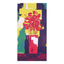 Red Flowers Bouquet Painting - Red Vase - Modern