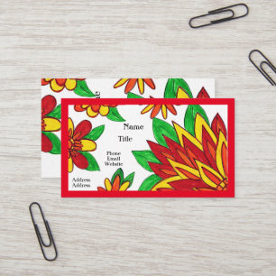 Red Flowers Business Cards