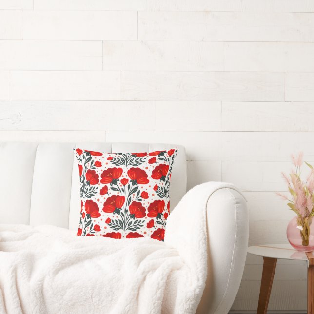 Red flowers cushion (Couch)