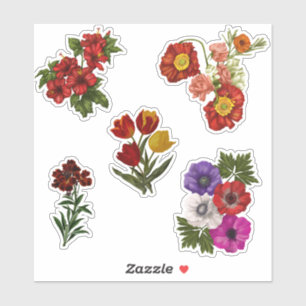Red Flowers Custom-Cut Vinyl Stickers