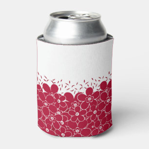 Red flowers daisies on white background  can cooler
