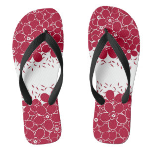 Red flowers daisies on white background jandals