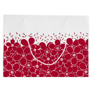 Red flowers daisies on white background large gift bag