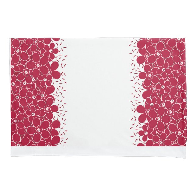 Red flowers daisies on white background  pillowcase (Front)