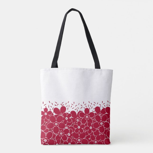 Red flowers daisies on white background tote bag (Back)